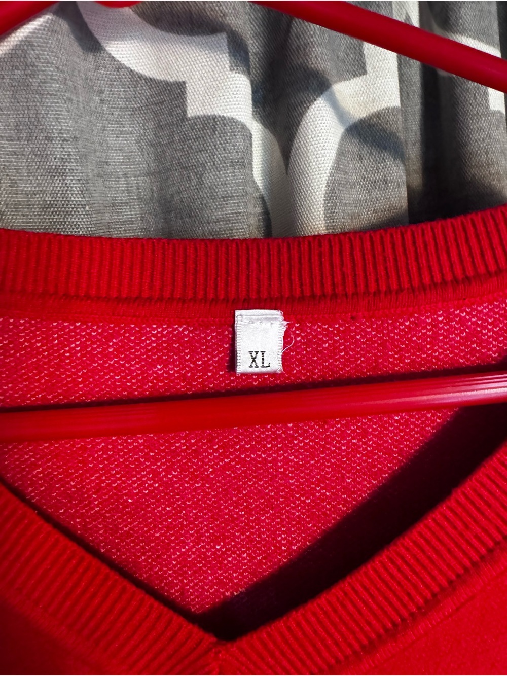 Amazon Red V-Neck Sweater with White Heart Print - Picture 2 of 2